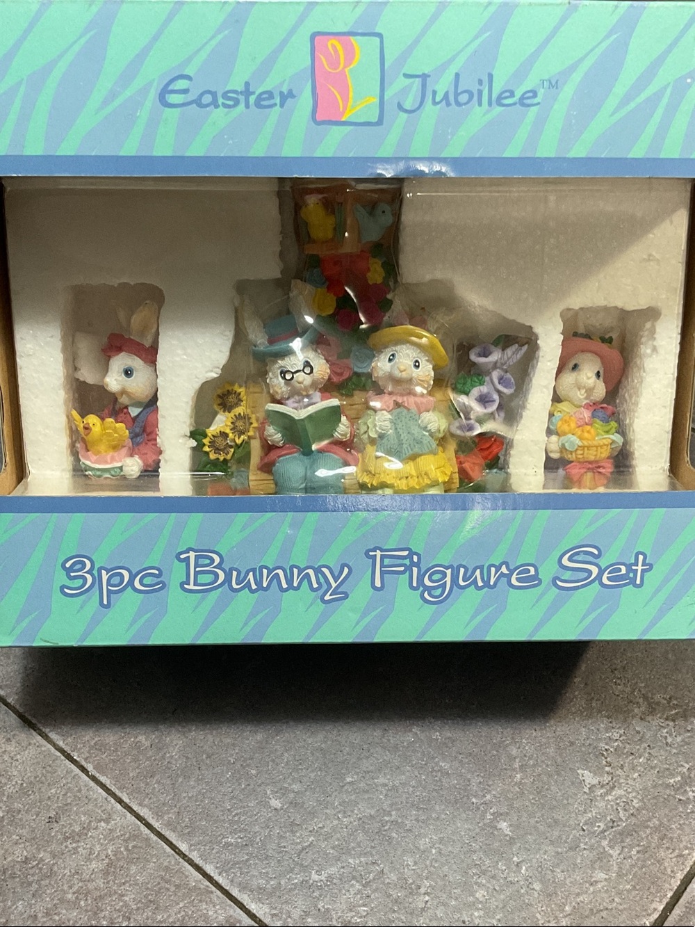 3pc Bunny Figure Set - Multicolor Decorative Bunnies